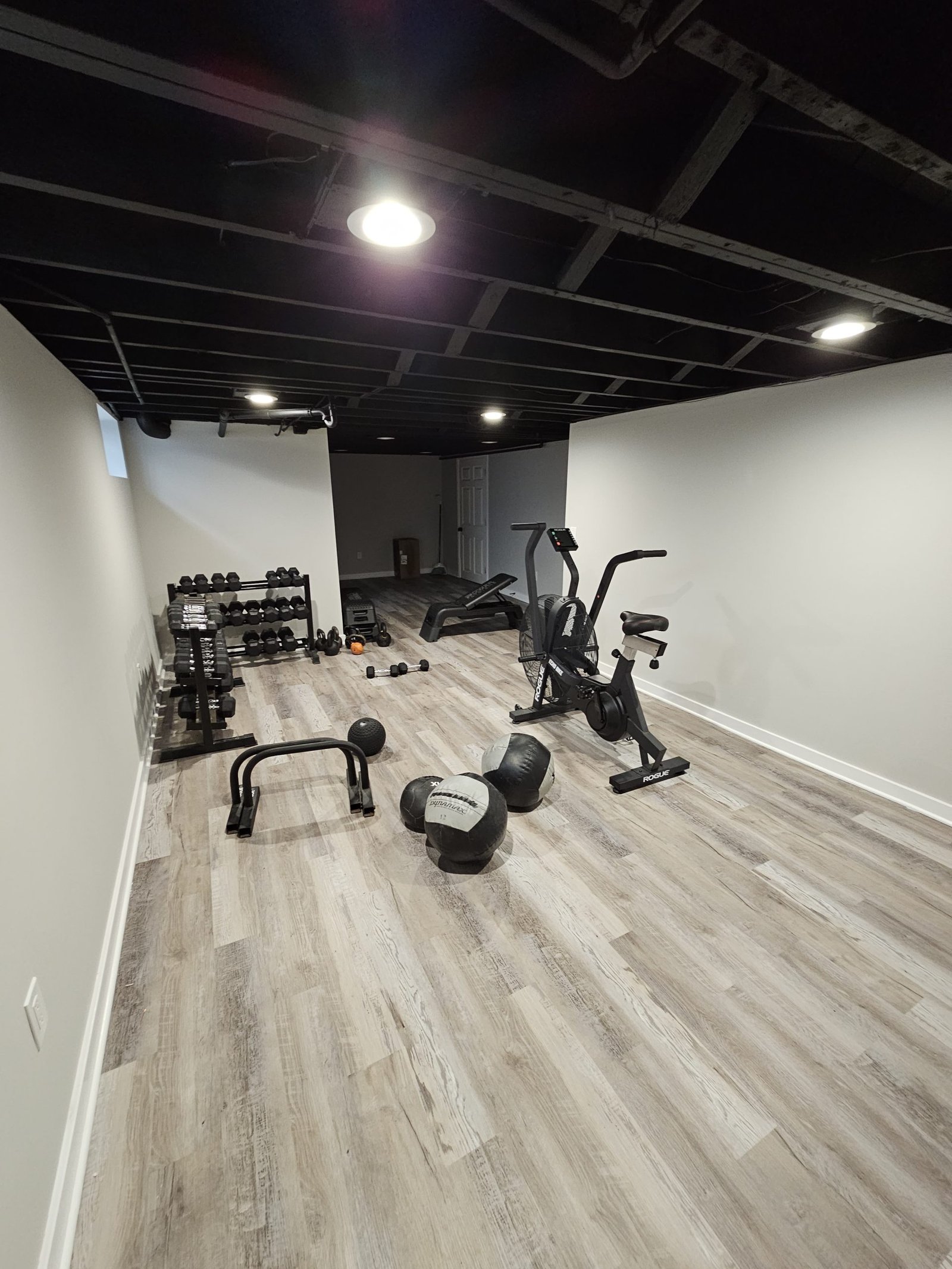 Modern grey laminate flooring enhancing a contemporary Milwaukee home office
