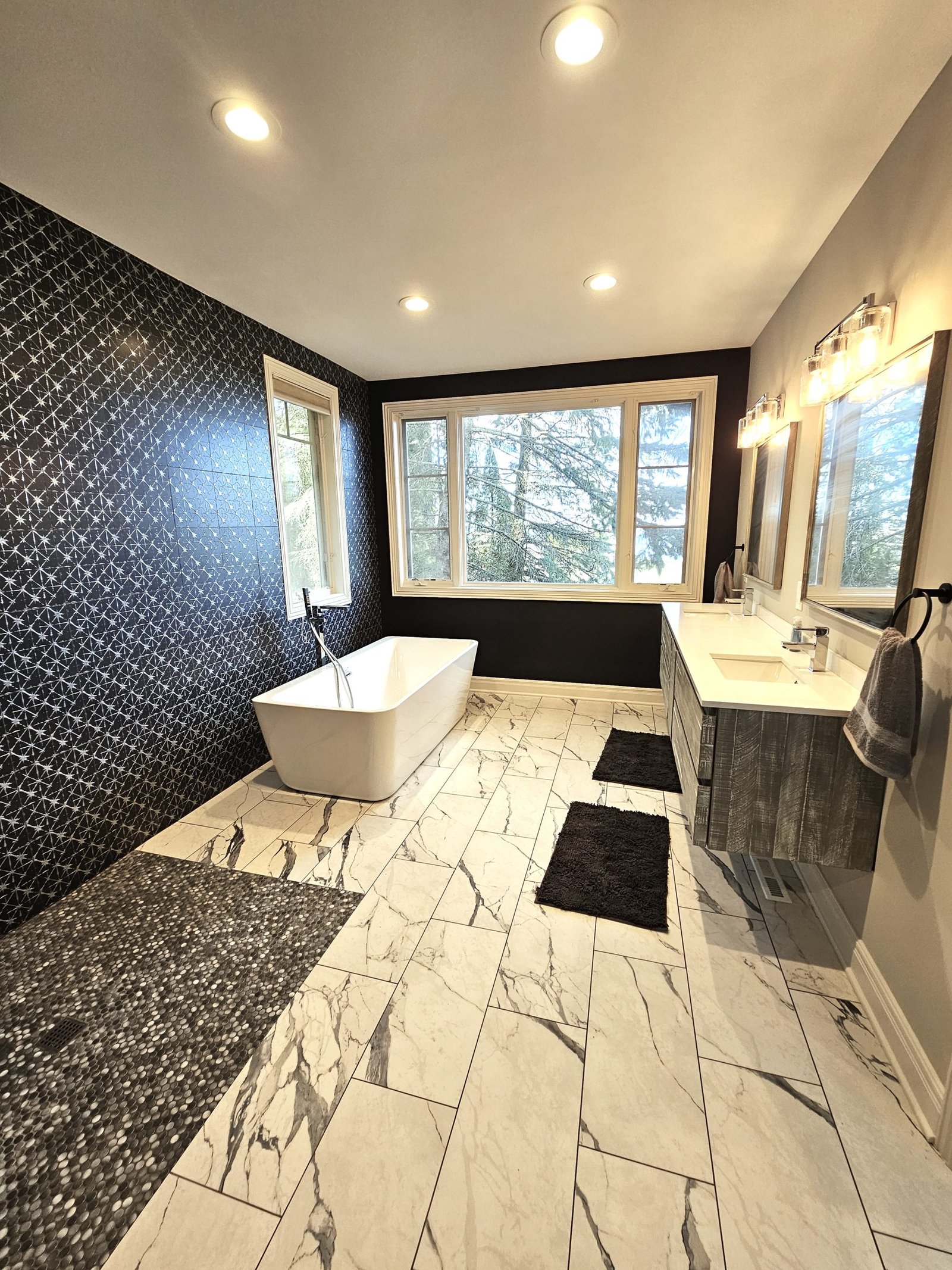 Luxurious marble tile flooring in a grand Milwaukee entryway